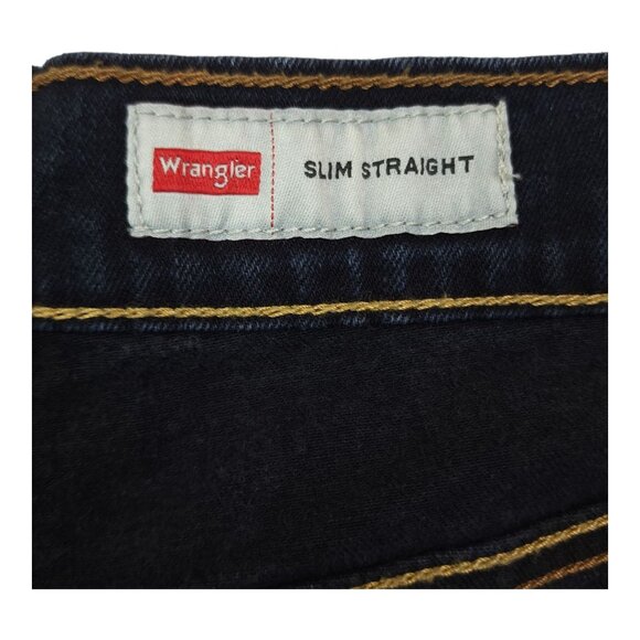 Wrangler Mens Slim Straight Jeans 32x30 Dark Wash Cotton Spandex - Picture 5 of 11